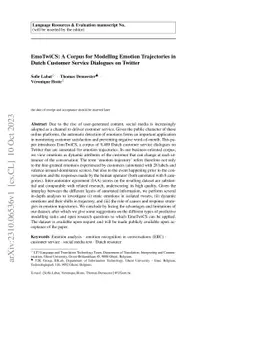 EmoTwiCS: A Corpus for Modelling Emotion Trajectories in Dutch Customer
  Service Dialogues on Twitter