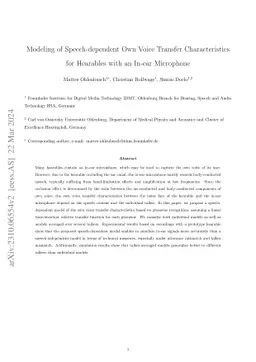 Modeling of Speech-dependent Own Voice Transfer Characteristics for
  Hearables with In-ear Microphones