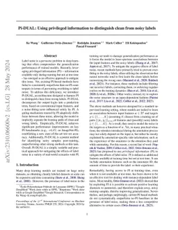 Pi-DUAL: Using Privileged Information to Distinguish Clean from Noisy
  Labels
