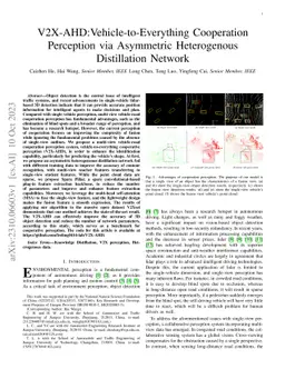 V2X-AHD:Vehicle-to-Everything Cooperation Perception via Asymmetric
  Heterogenous Distillation Network