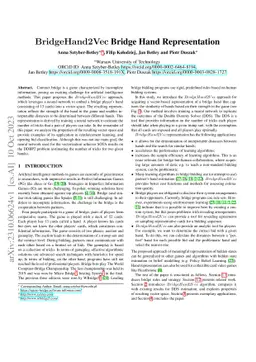 BridgeHand2Vec Bridge Hand Representation
