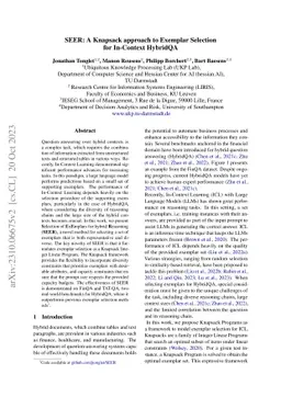 SEER : A Knapsack approach to Exemplar Selection for In-Context HybridQA