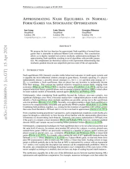 Approximating Nash Equilibria in Normal-Form Games via Stochastic
  Optimization