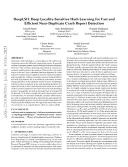 DeepLSH: Deep Locality-Sensitive Hash Learning for Fast and Efficient
  Near-Duplicate Crash Report Detection