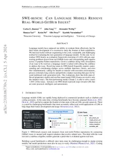 SWE-bench: Can Language Models Resolve Real-World GitHub Issues?