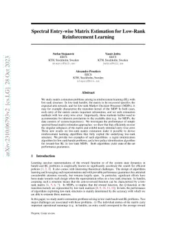 Spectral Entry-wise Matrix Estimation for Low-Rank Reinforcement
  Learning