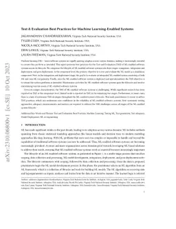 Test & Evaluation Best Practices for Machine Learning-Enabled Systems