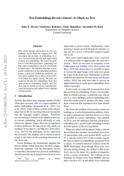 Text Embeddings Reveal (Almost) As Much As Text