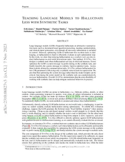 Teaching Language Models to Hallucinate Less with Synthetic Tasks