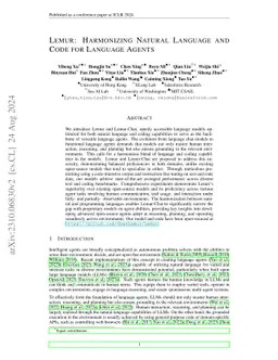 Lemur: Harmonizing Natural Language and Code for Language Agents