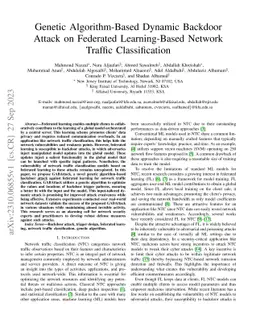 Genetic Algorithm-Based Dynamic Backdoor Attack on Federated
  Learning-Based Network Traffic Classification