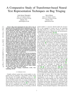A Comparative Study of Transformer-based Neural Text Representation
  Techniques on Bug Triaging
