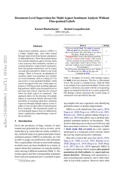 Document-Level Supervision for Multi-Aspect Sentiment Analysis Without
  Fine-grained Labels
