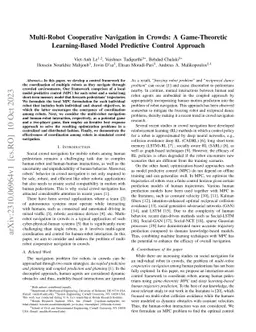 Multi-Robot Cooperative Navigation in Crowds: A Game-Theoretic
  Learning-Based Model Predictive Control Approach