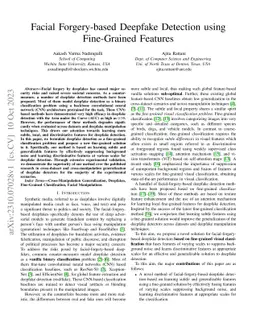 Facial Forgery-based Deepfake Detection using Fine-Grained Features