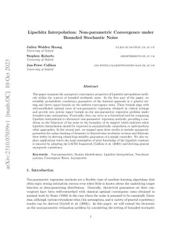 Lipschitz Interpolation: Non-parametric Convergence under Bounded
  Stochastic Noise