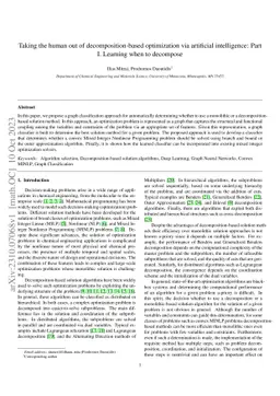 Taking the human out of decomposition-based optimization via artificial
  intelligence: Part I. Learning when to decompose