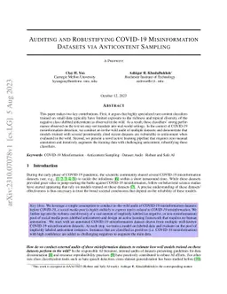 Auditing and Robustifying COVID-19 Misinformation Datasets via
  Anticontent Sampling