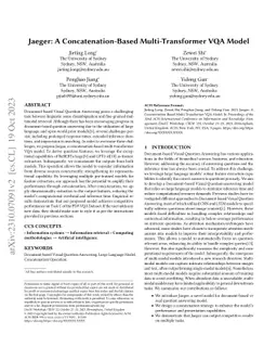 Jaeger: A Concatenation-Based Multi-Transformer VQA Model