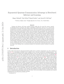 Exponential Quantum Communication Advantage in Distributed Inference and
  Learning