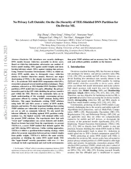 No Privacy Left Outside: On the (In-)Security of TEE-Shielded DNN
  Partition for On-Device ML