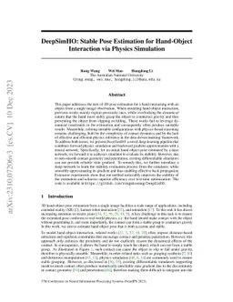DeepSimHO: Stable Pose Estimation for Hand-Object Interaction via
  Physics Simulation