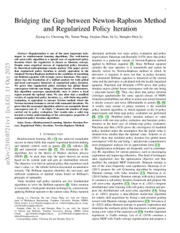 Bridging the Gap between Newton-Raphson Method and Regularized Policy
  Iteration