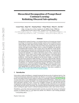 Hierarchical Decomposition of Prompt-Based Continual Learning:
  Rethinking Obscured Sub-optimality