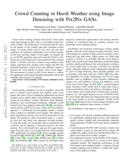 Crowd Counting in Harsh Weather using Image Denoising with Pix2Pix GANs