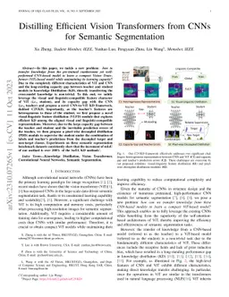 Distilling Efficient Vision Transformers from CNNs for Semantic
  Segmentation