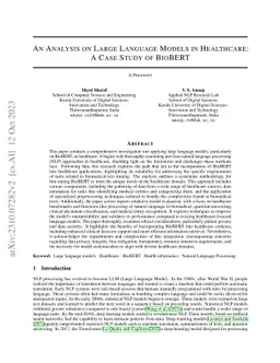 An Analysis on Large Language Models in Healthcare: A Case Study of
  BioBERT