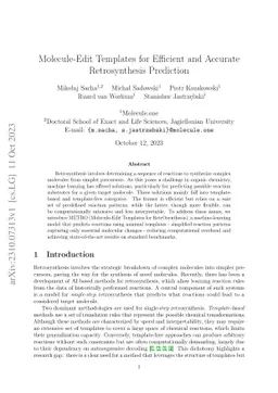 Molecule-Edit Templates for Efficient and Accurate Retrosynthesis
  Prediction