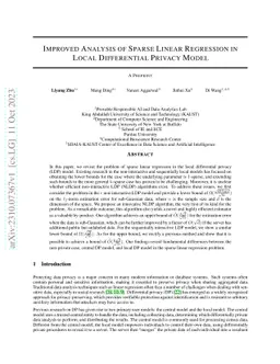 Improved Analysis of Sparse Linear Regression in Local Differential
  Privacy Model