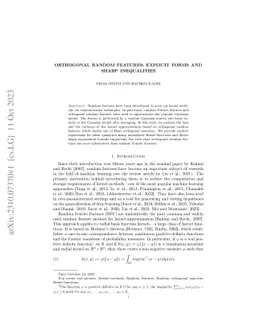Orthogonal Random Features: Explicit Forms and Sharp Inequalities