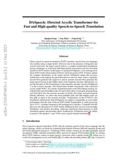 DASpeech: Directed Acyclic Transformer for Fast and High-quality
  Speech-to-Speech Translation