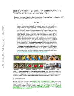 Multi-Concept T2I-Zero: Tweaking Only The Text Embeddings and Nothing
  Else