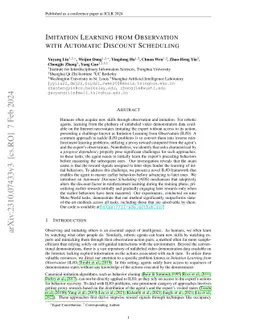 Imitation Learning from Observation with Automatic Discount Scheduling
