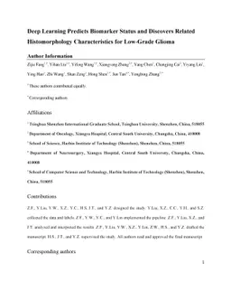 Deep Learning Predicts Biomarker Status and Discovers Related
  Histomorphology Characteristics for Low-Grade Glioma