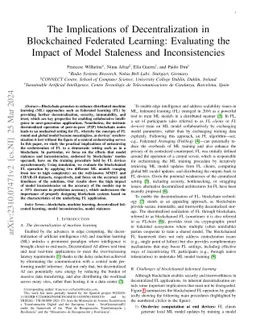 The Implications of Decentralization in Blockchained Federated Learning:
  Evaluating the Impact of Model Staleness and Inconsistencies