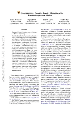 Goodtriever: Adaptive Toxicity Mitigation with Retrieval-augmented
  Models