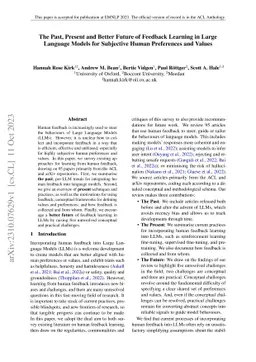 The Past, Present and Better Future of Feedback Learning in Large
  Language Models for Subjective Human Preferences and Values
