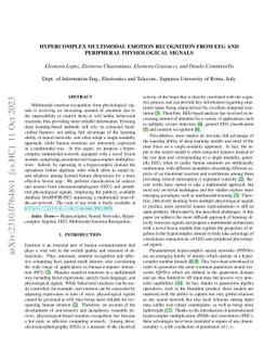 Hypercomplex Multimodal Emotion Recognition from EEG and Peripheral
  Physiological Signals