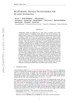 MatFormer: Nested Transformer for Elastic Inference