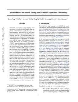 InstructRetro: Instruction Tuning post Retrieval-Augmented Pretraining