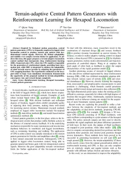 Terrain-adaptive Central Pattern Generators with Reinforcement Learning
  for Hexapod Locomotion