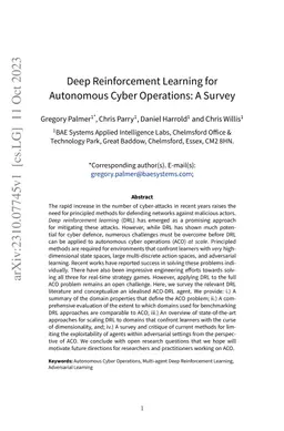 Deep Reinforcement Learning for Autonomous Cyber Operations: A Survey