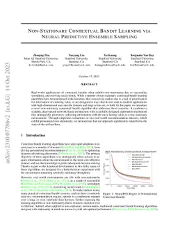 Non-Stationary Contextual Bandit Learning via Neural Predictive Ensemble
  Sampling