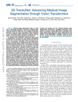 3D TransUNet: Advancing Medical Image Segmentation through Vision
  Transformers