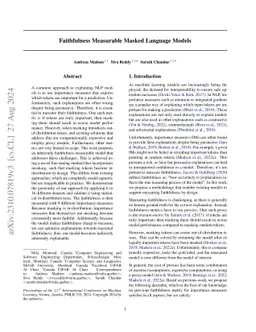 Faithfulness Measurable Masked Language Models