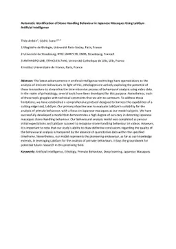 Automatic Identification of Stone-Handling Behaviour in Japanese
  Macaques Using LabGym Artificial Intelligence